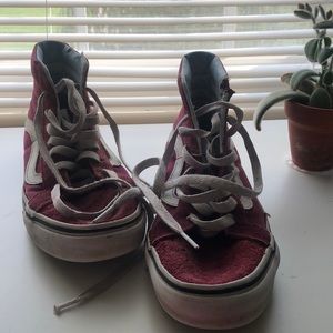 maroon sk8 hi slim vans